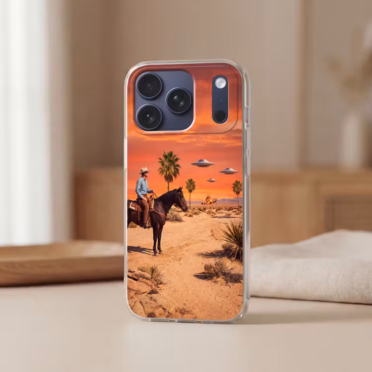 Telefoonhoesje Softcase - Cowboy - Paard - Woestijn — 3