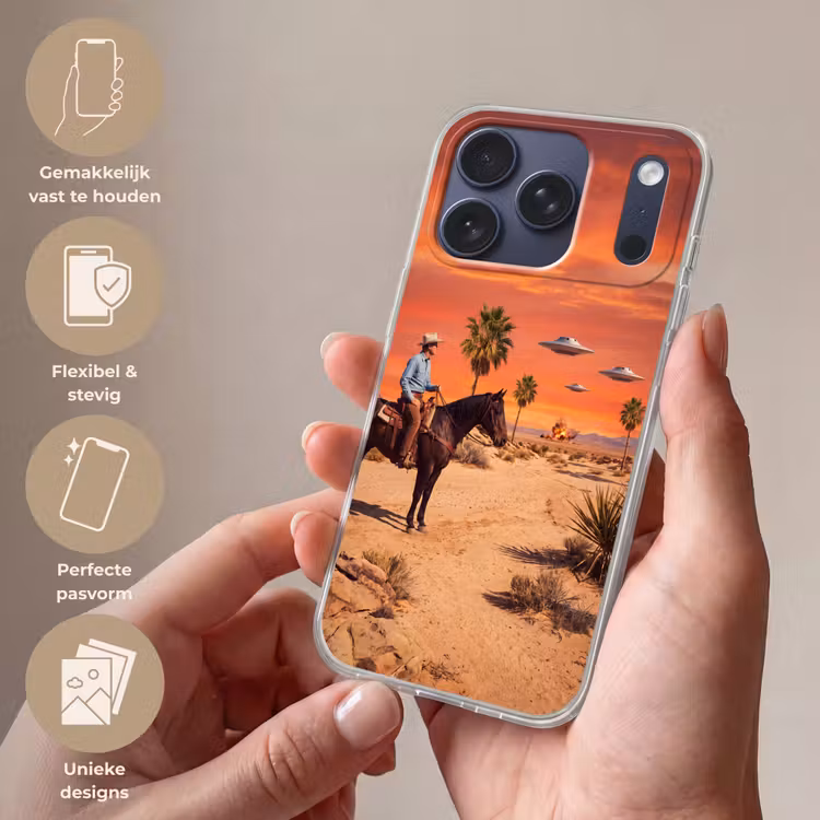 Telefoonhoesje Softcase - Cowboy - Paard - Woestijn — 4