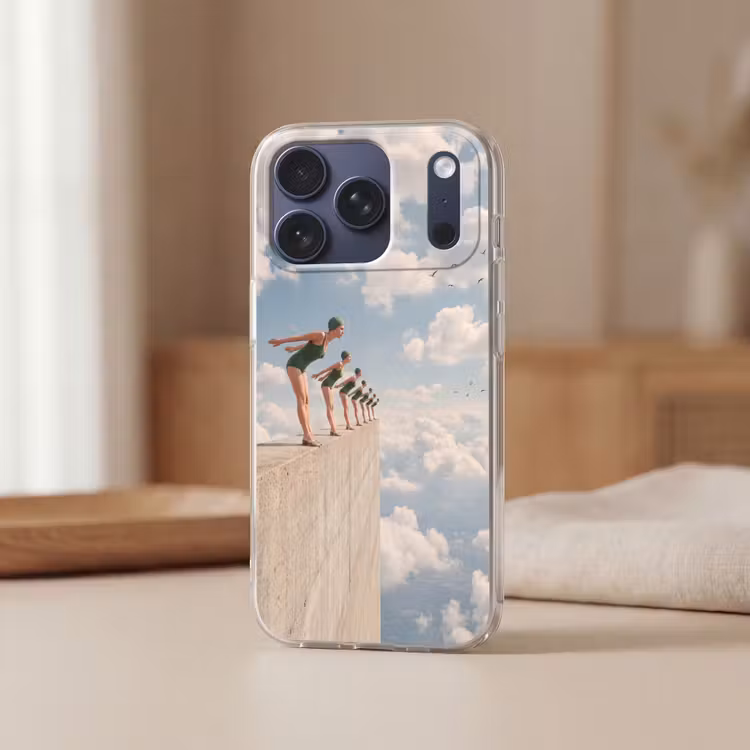 Telefoonhoesje Softcase - Vrouwen - Duikhouding - Wolken — 3