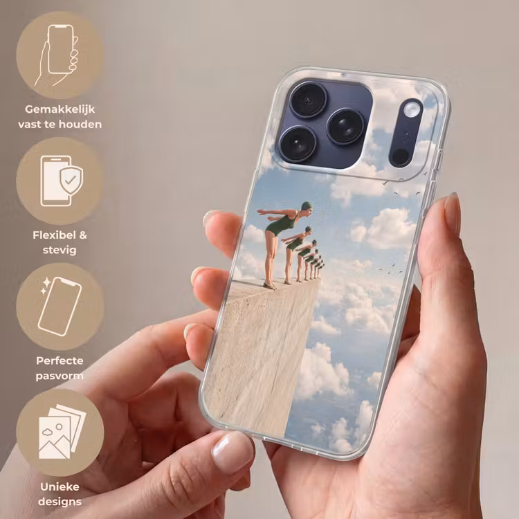 Telefoonhoesje Softcase - Vrouwen - Duikhouding - Wolken — 4