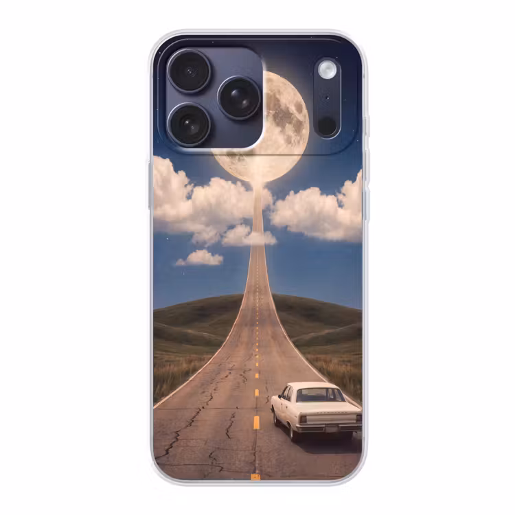 Telefoonhoesje Softcase - Weg - Maan - Nacht — 1