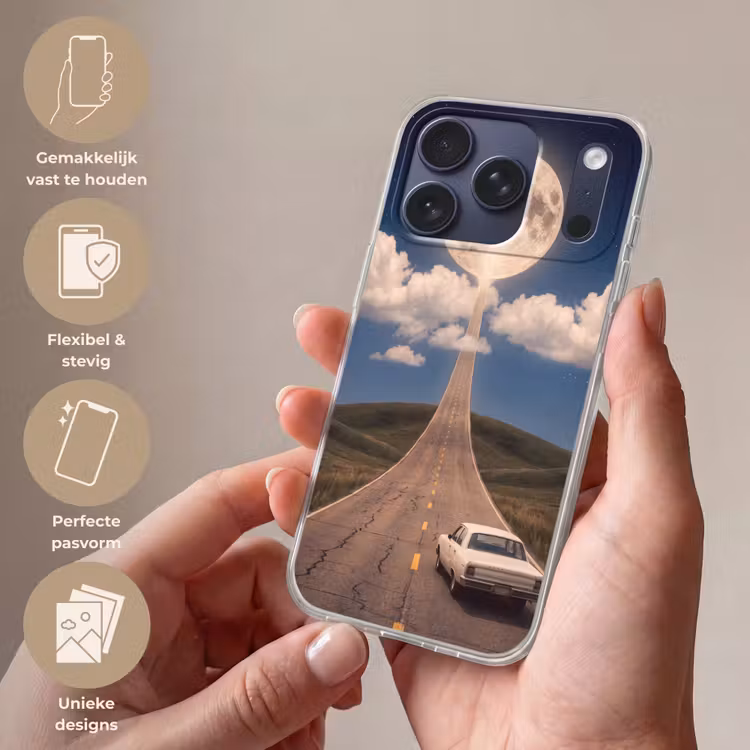 Telefoonhoesje Softcase - Weg - Maan - Nacht — 4