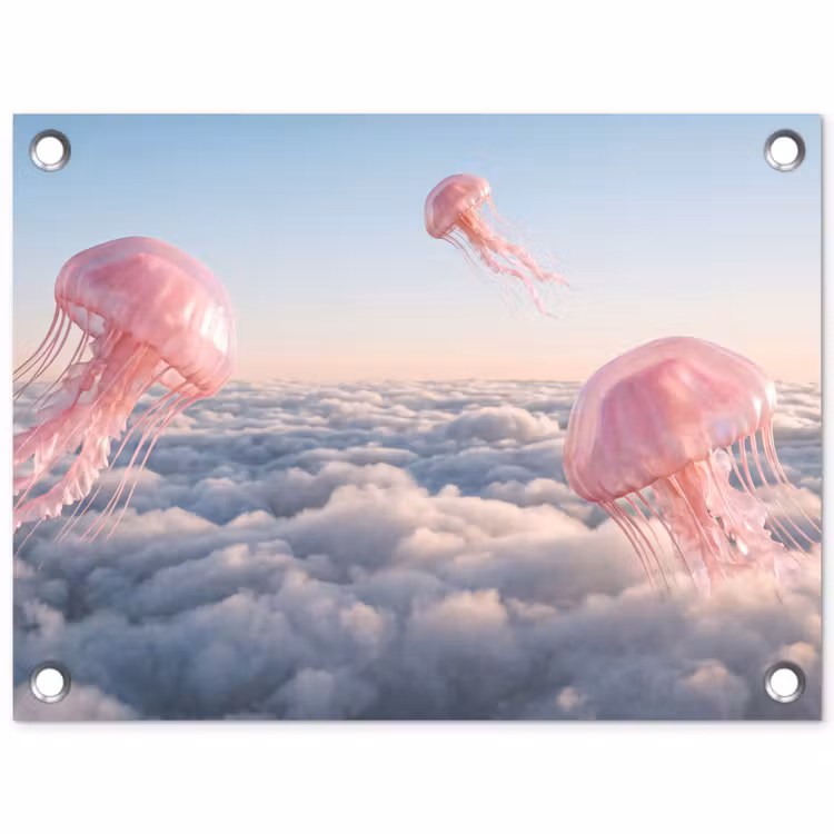 Tuinposter - Roze dier - Wolken — 1