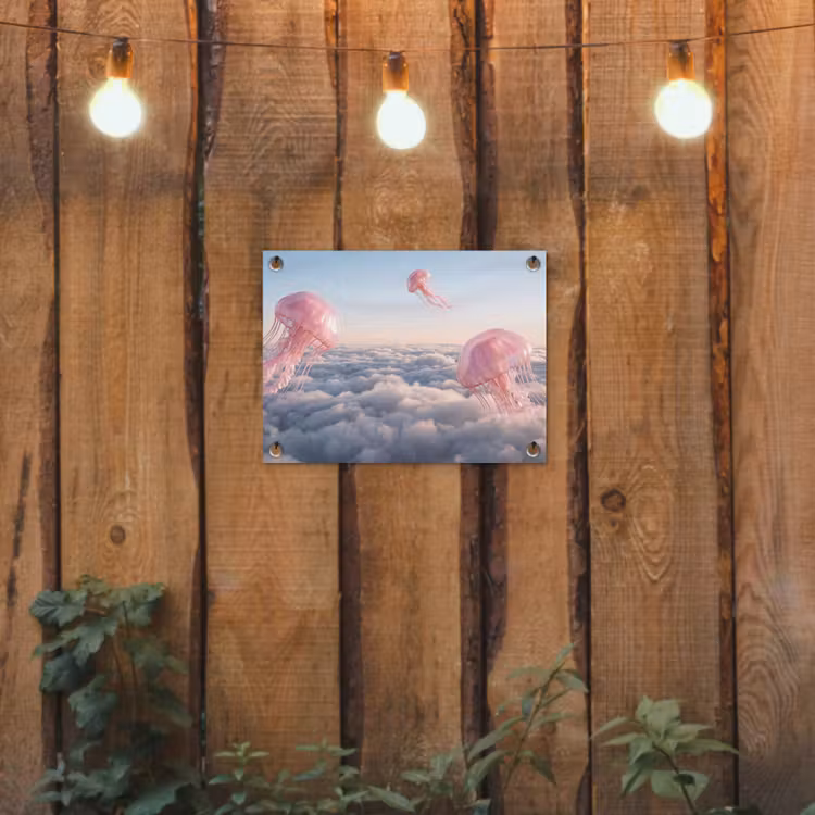 Tuinposter - Roze dier - Wolken — 2