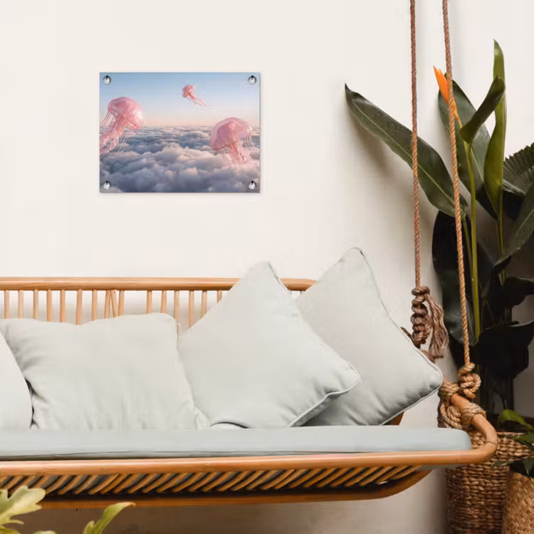 Tuinposter - Roze dier - Wolken — 5