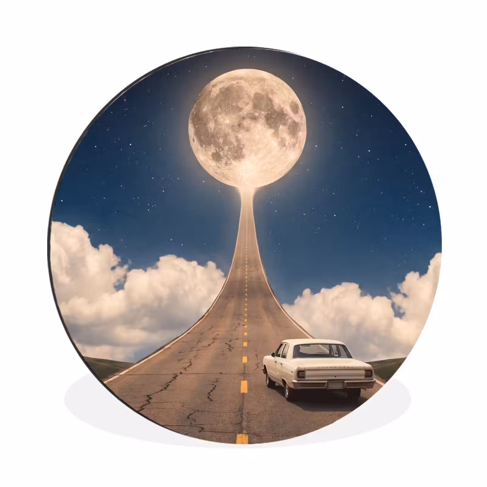 Wandcirkel - Aluminium - Weg - Maan - Nacht — 1