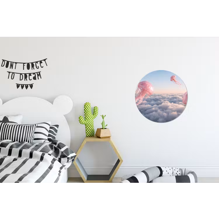 Wandcirkel - Aluminium - Roze dier - Wolken — 5