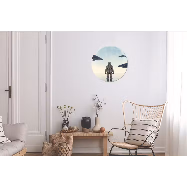 Wandcirkel - Aluminium - Ruimtevaarder - Walvis - Fantasie — 2