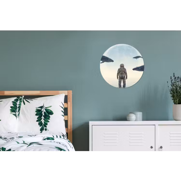Wandcirkel - Aluminium - Ruimtevaarder - Walvis - Fantasie — 4