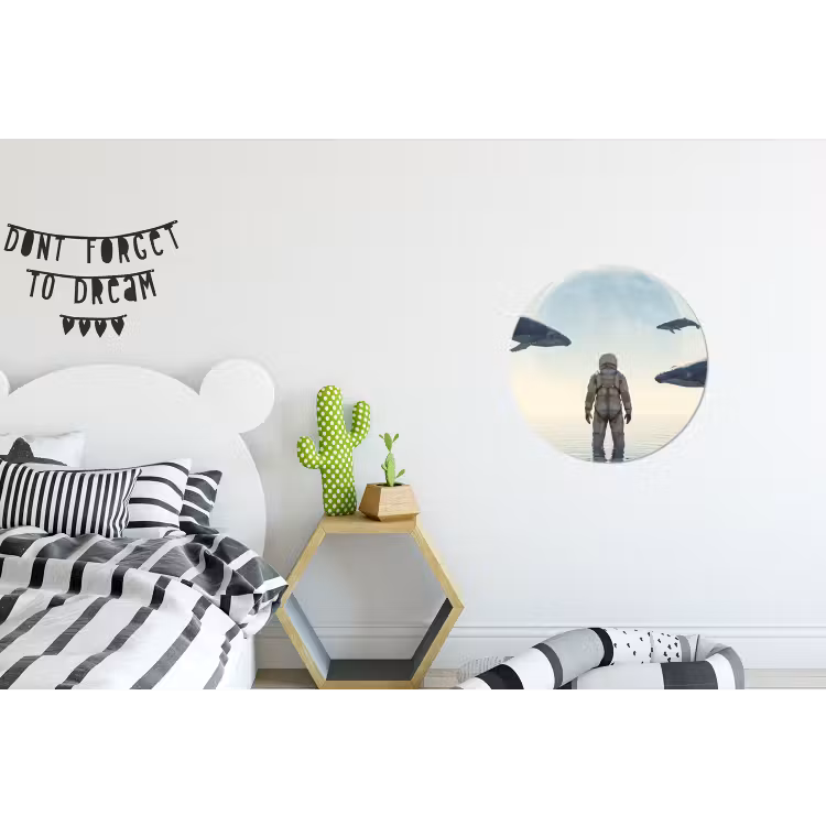 Wandcirkel - Aluminium - Ruimtevaarder - Walvis - Fantasie — 5