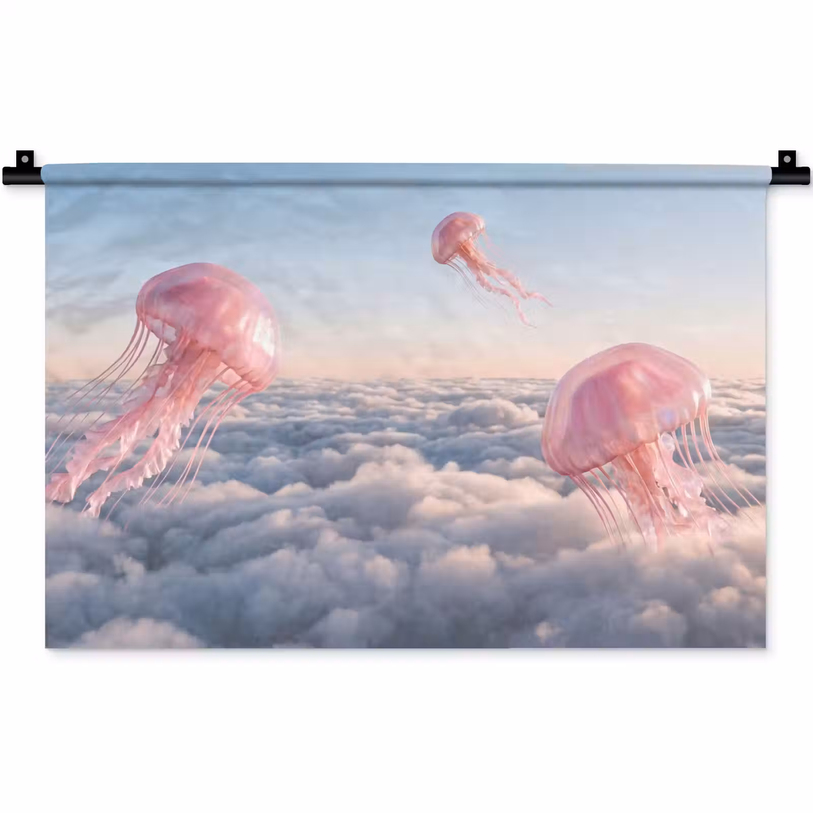 Wandkleed - Roze dier - Wolken — 1