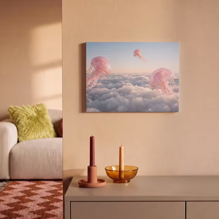 Akoestisch schilderij - Roze dier - Wolken — 2