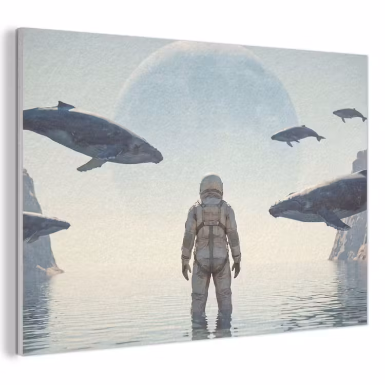 Akoestisch schilderij - Ruimtevaarder - Walvis - Fantasie — 1