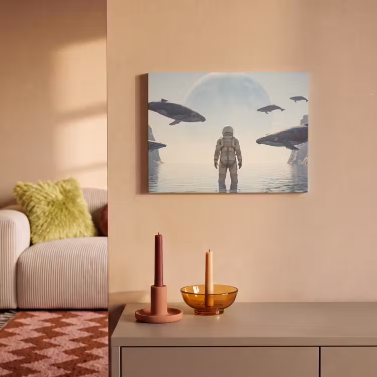 Akoestisch schilderij - Ruimtevaarder - Walvis - Fantasie — 2