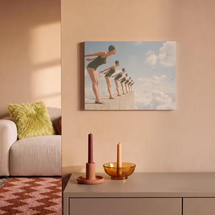 Akoestisch schilderij - Vrouwen - Duikhouding - Wolken — 2
