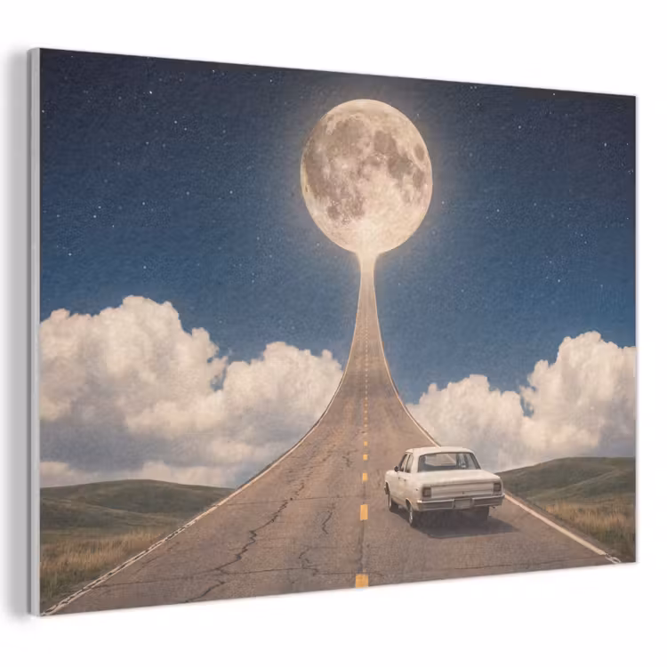 Akoestisch schilderij - Weg - Maan - Nacht — 1