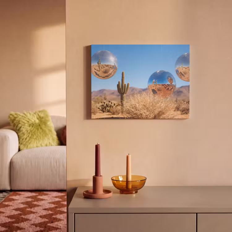 Akoestisch schilderij - Woestijn - Spiegelbal - Kunst — 2