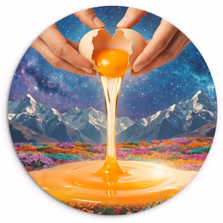 Wandcirkel - Glas - Handen - Ei - Surrealisme — 1