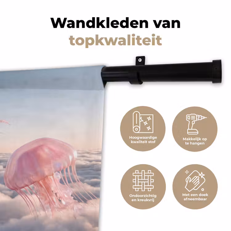 Wandkleed - Roze dier - Wolken — 3