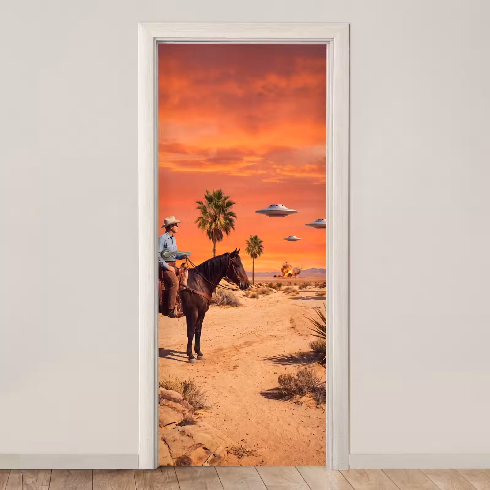 Deursticker - Cowboy - Paard - Woestijn — 1