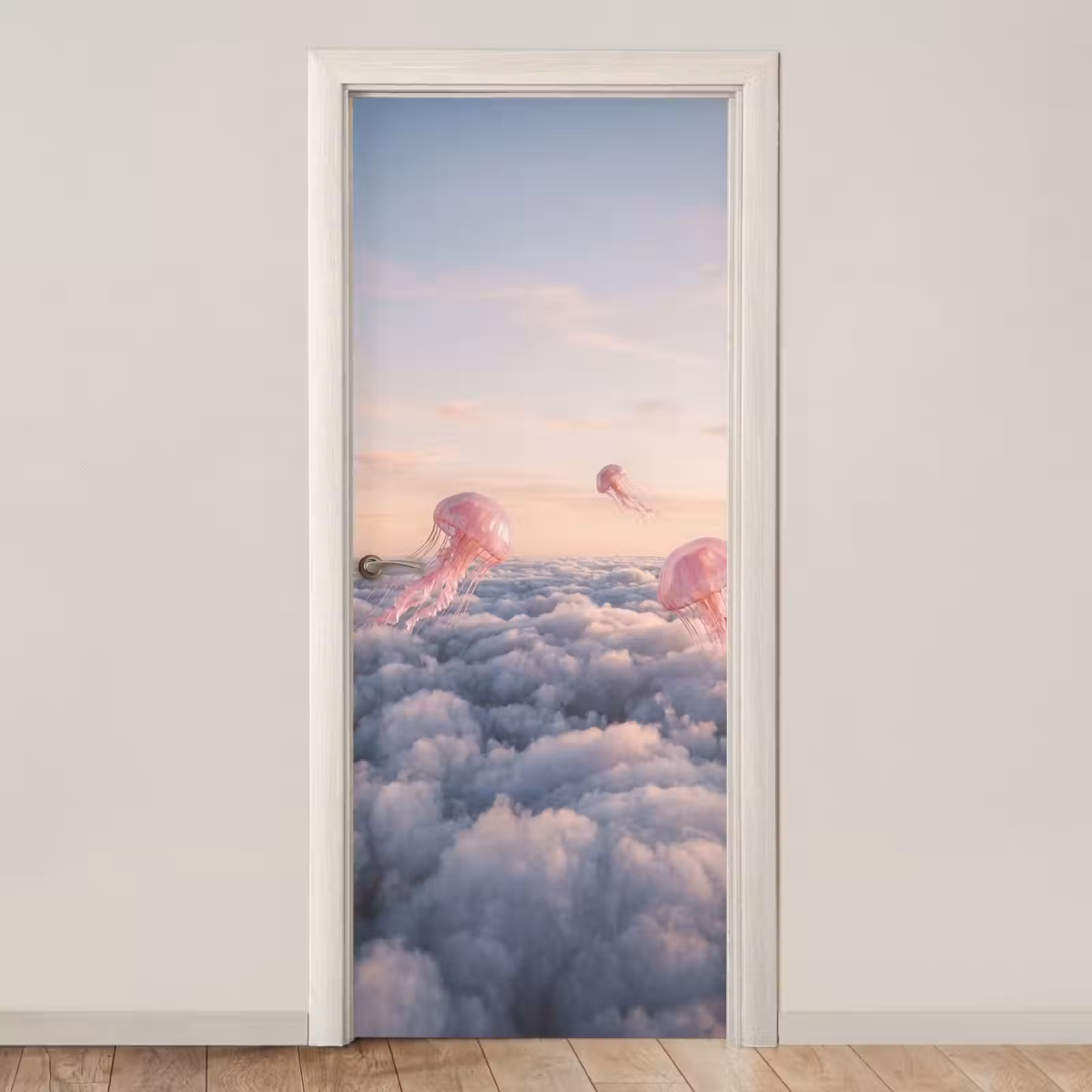 Deursticker - Roze dier - Wolken — 1