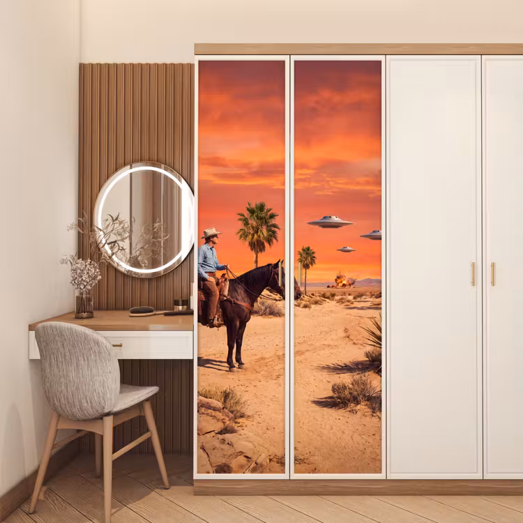 Deursticker - Cowboy - Paard - Woestijn — 5