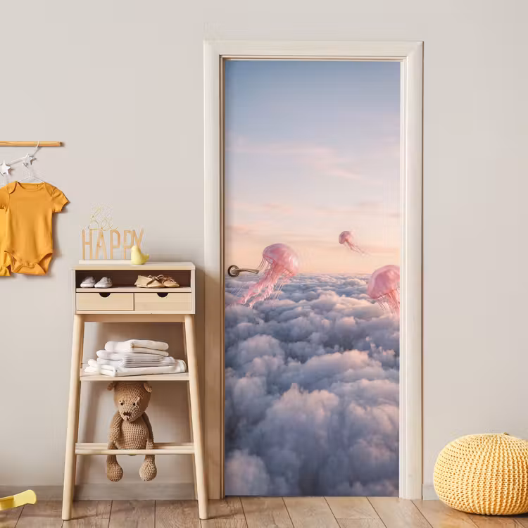 Deursticker - Roze dier - Wolken — 6