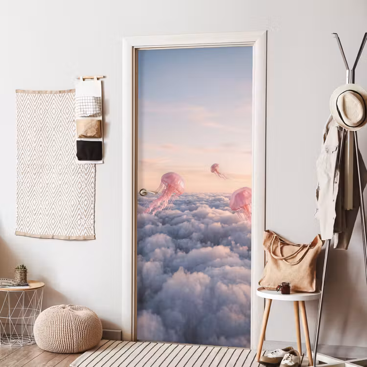 Deursticker - Roze dier - Wolken — 8