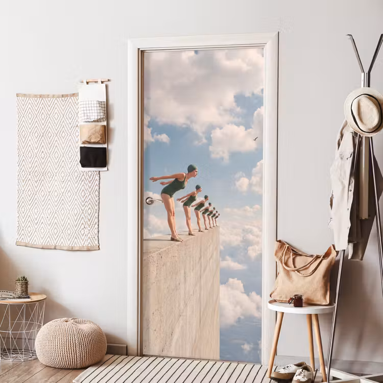 Deursticker - Vrouwen - Duikhouding - Wolken — 8