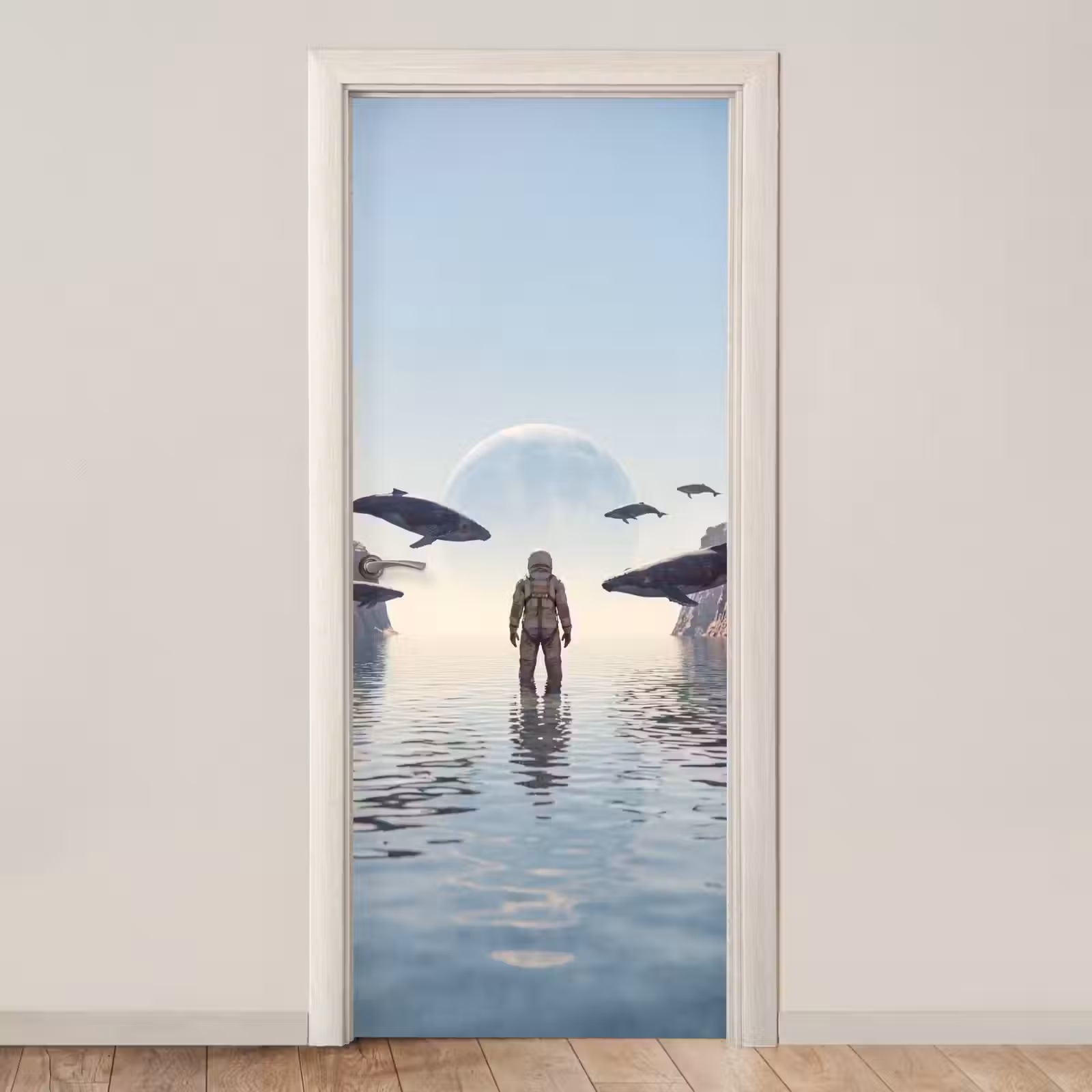 Deursticker - Ruimtevaarder - Walvis - Fantasie — 1