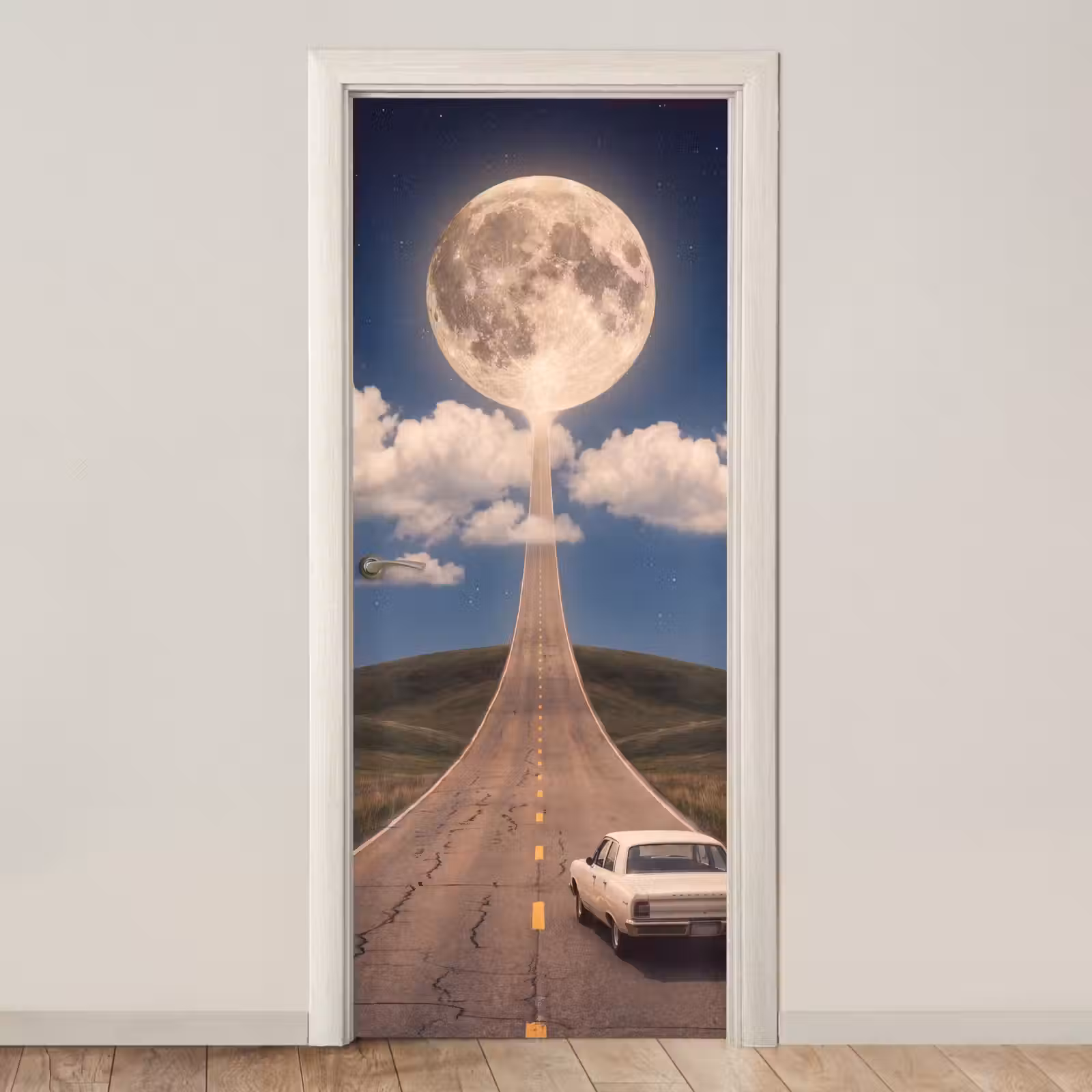 Deursticker - Weg - Maan - Nacht — 1