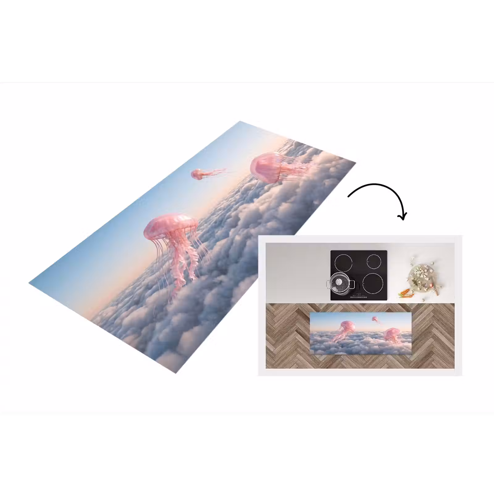 Keukenloper - Roze dier - Wolken — 1