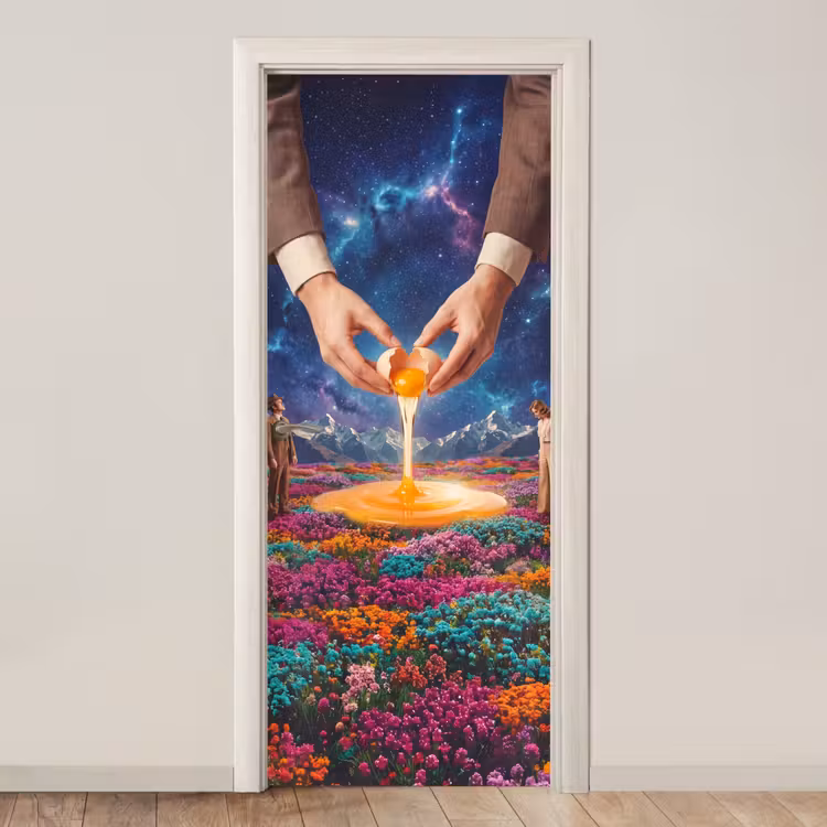 Deursticker - Handen - Ei - Surrealisme — 1
