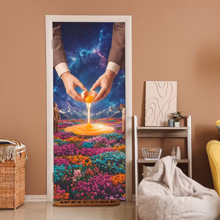 Deursticker - Handen - Ei - Surrealisme — 2