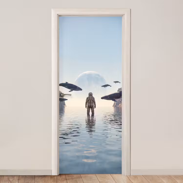 Deursticker - Ruimtevaarder - Walvis - Fantasie — 1