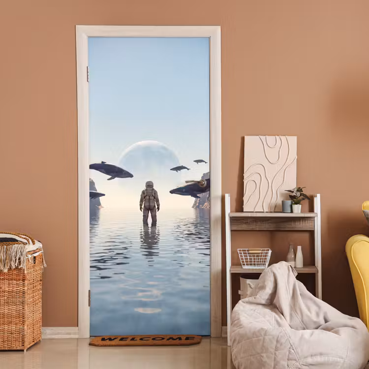 Deursticker - Ruimtevaarder - Walvis - Fantasie — 2