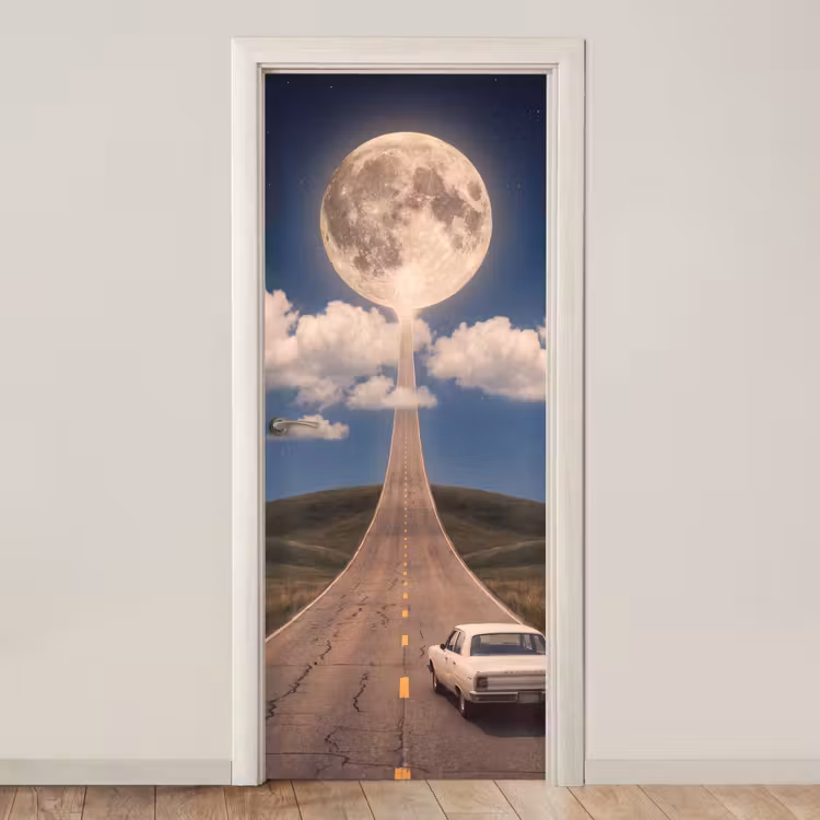Deursticker - Weg - Maan - Nacht — 1