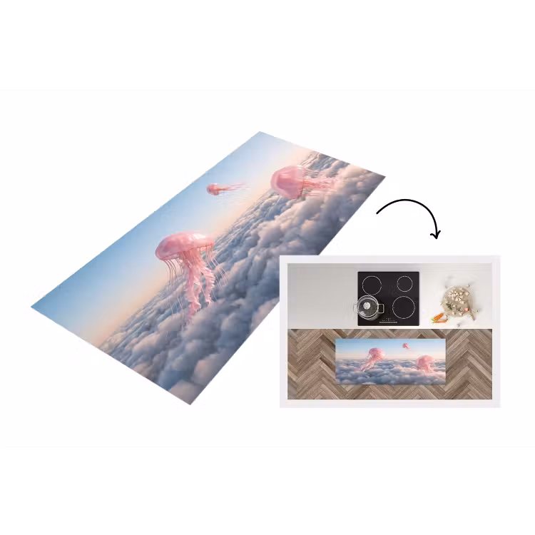 Keukenloper - Roze dier - Wolken — 1