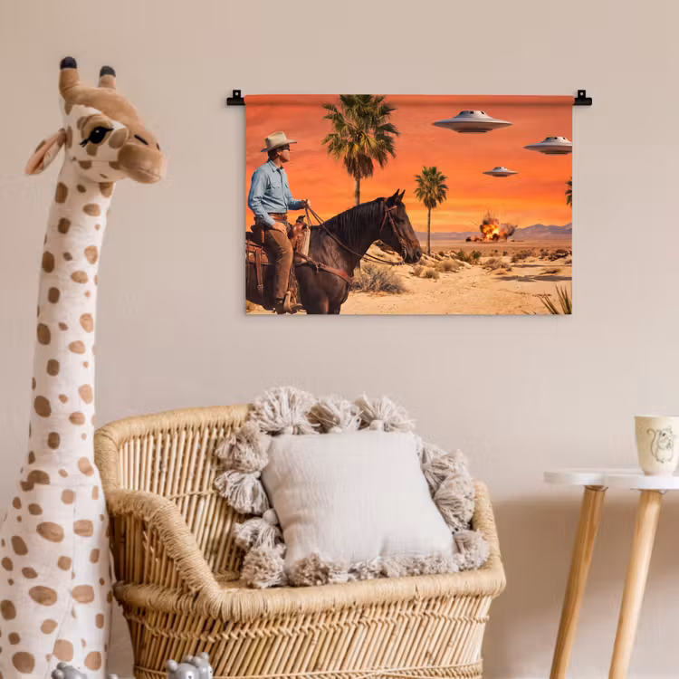 Wandkleed - Cowboy - Paard - Woestijn — 5