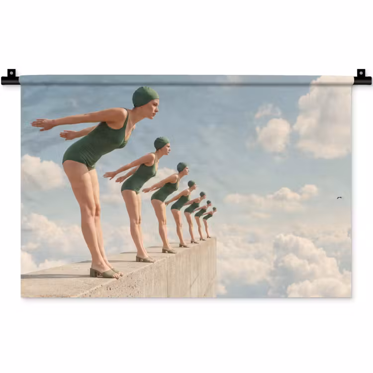 Wandkleed - Vrouwen - Duikhouding - Wolken — 1