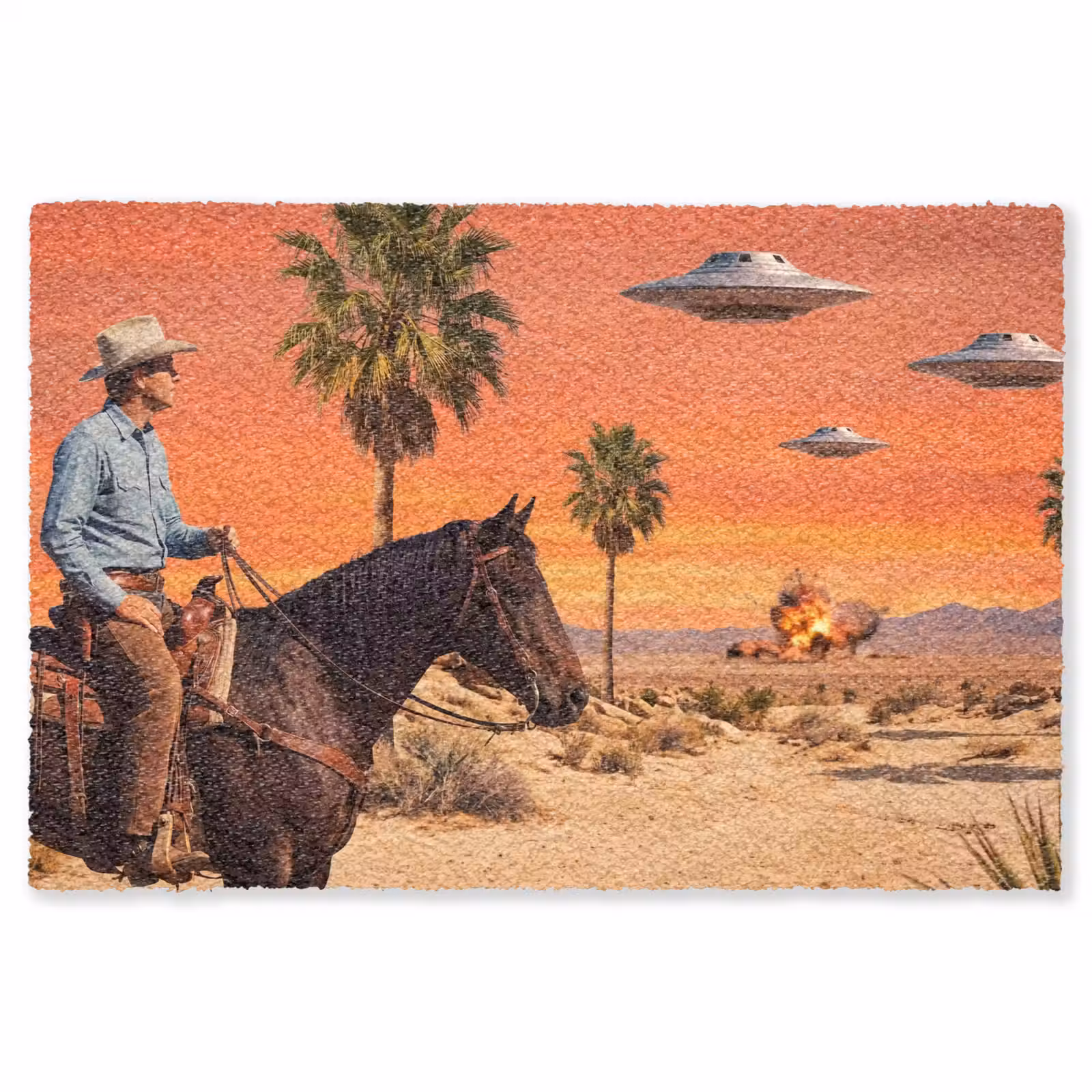 Vloerkleed - Cowboy - Paard - Woestijn — 1