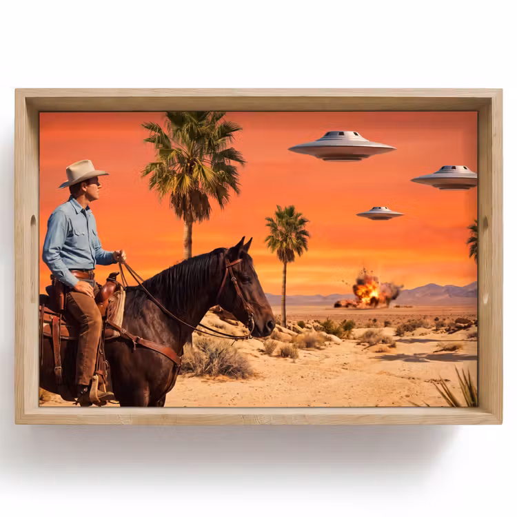 Dienblad - Cowboy - Paard - Woestijn — 1