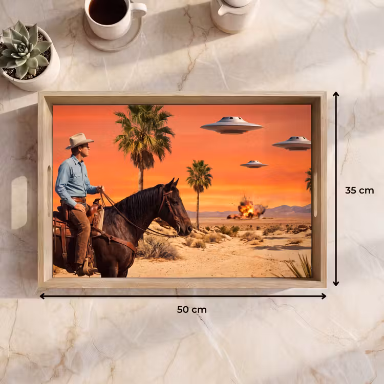 Dienblad - Cowboy - Paard - Woestijn — 9