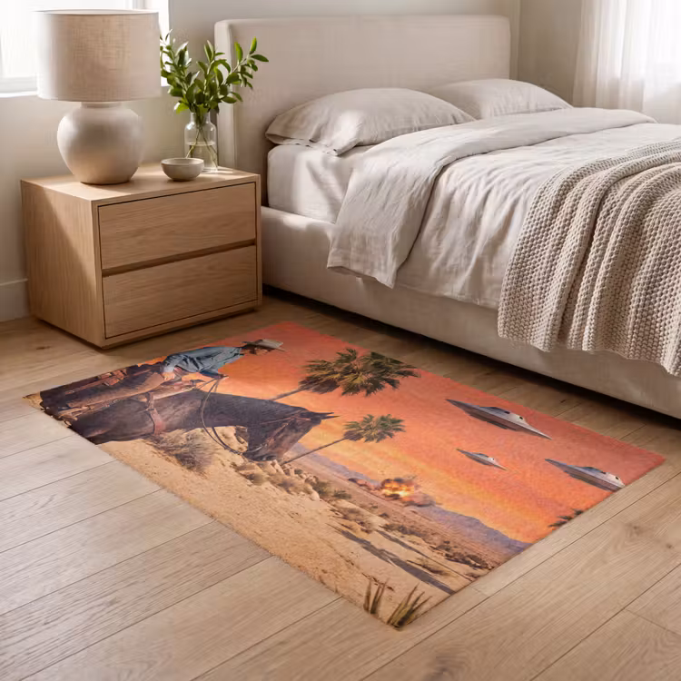 Vloerkleed - Cowboy - Paard - Woestijn — 5