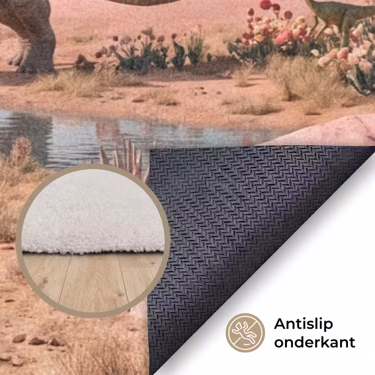 Vloerkleed - Dinosaurus - Roze - Landschap — 4