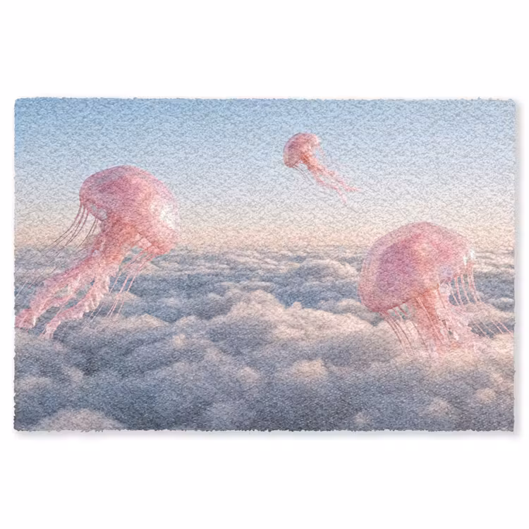Vloerkleed - Roze dier - Wolken — 1