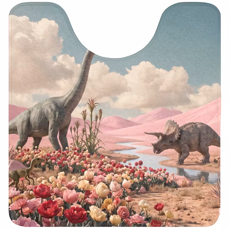 Wc Mat - Dinosaurus - Roze - Landschap — 1