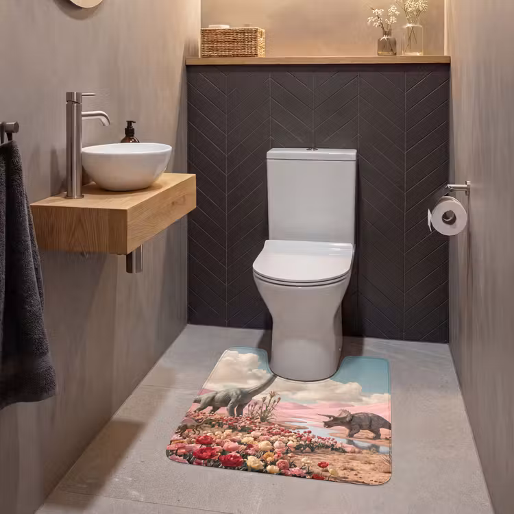 Wc Mat - Dinosaurus - Roze - Landschap — 2