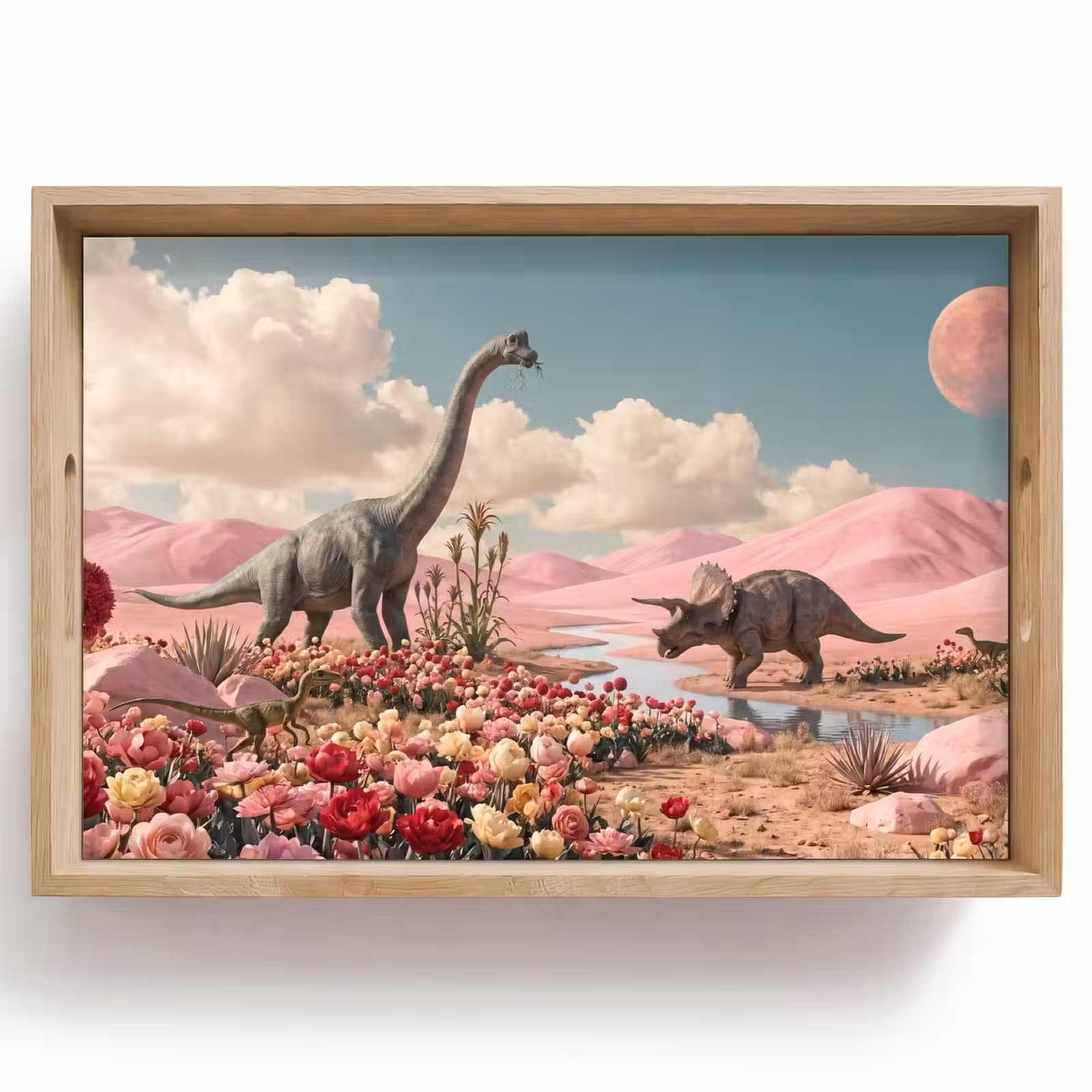 Dienblad - Dinosaurus - Roze - Landschap — 1