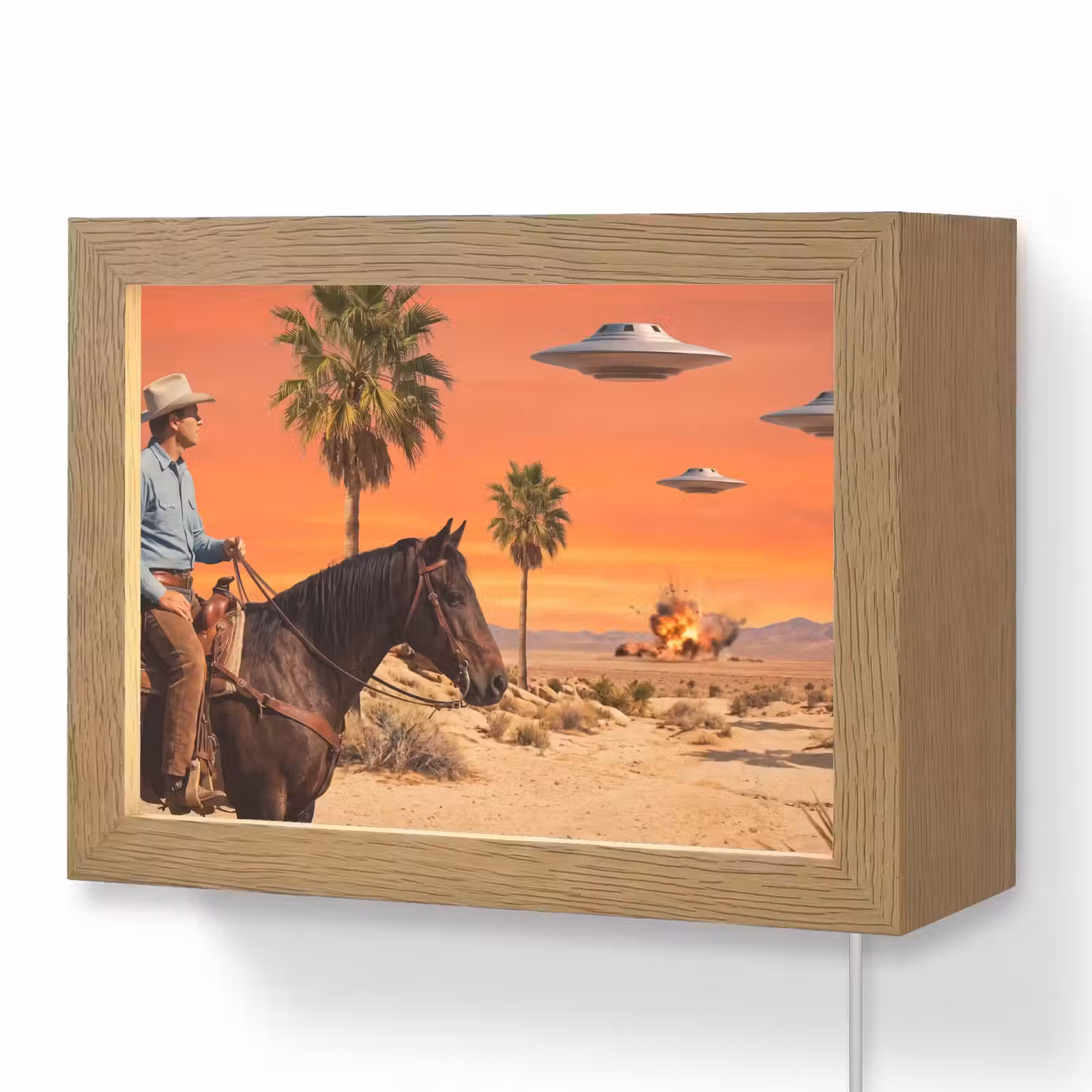 Lightbox - Wandlamp - Cowboy - Paard - Woestijn — 1